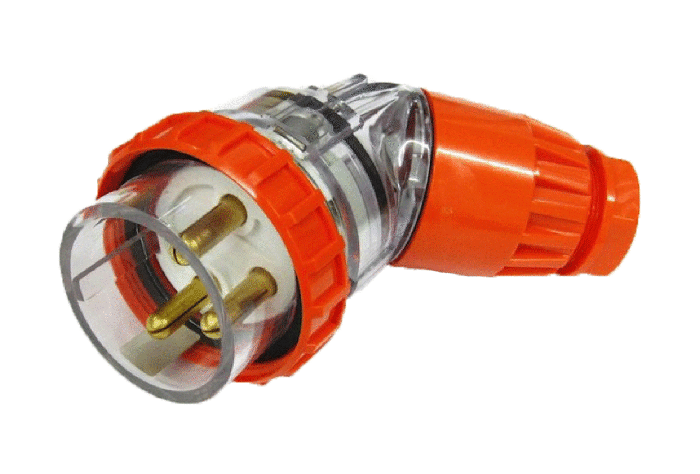 Single Phase 3 Round Pin Angled Plug