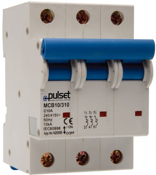 10KA 3 Pole Din Rail Mount MCB