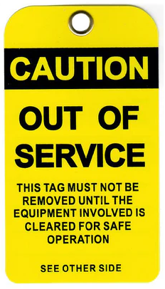 Yellow Tag - Out of Service 5PK